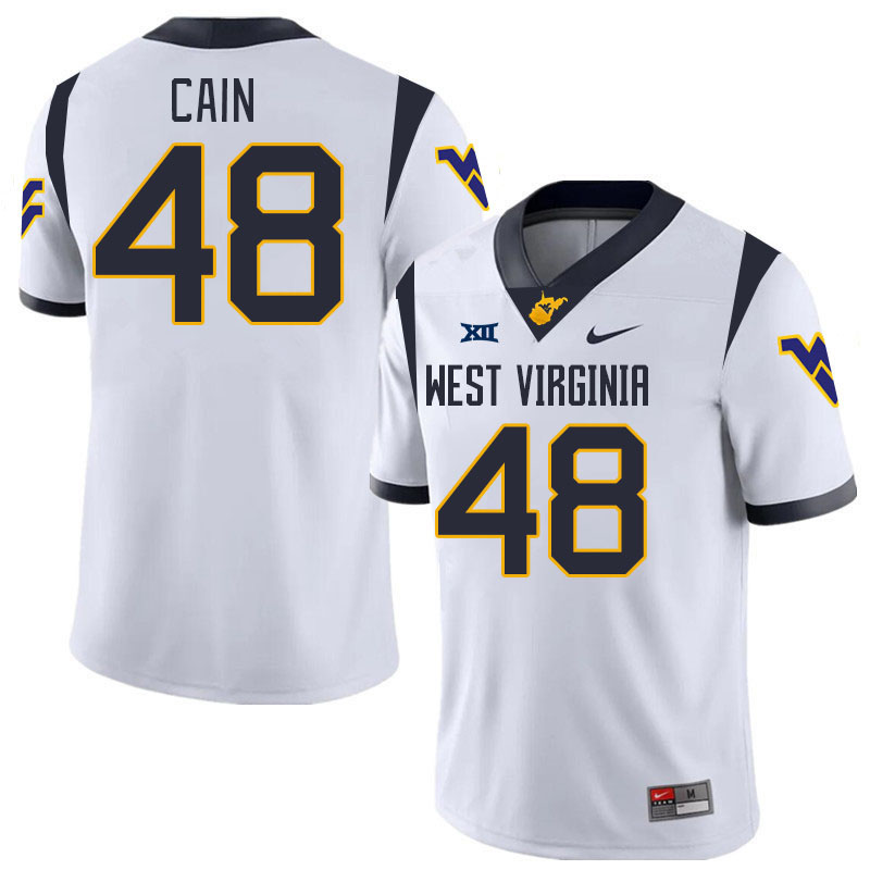 Men #48 Tyler Cain West Virginia Mountaineers College 2024 New Uniforms Football Jerseys Stitched Sa